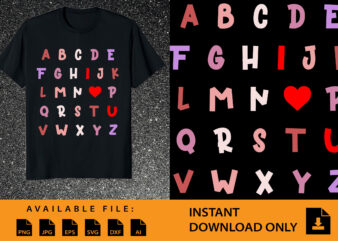 Happy Valentine day Alphabet Shirt Design