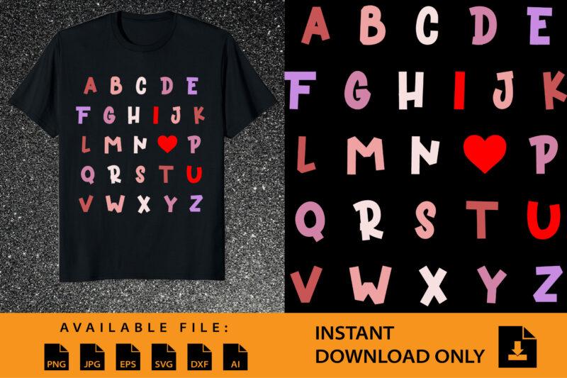 Happy Valentine day Alphabet Shirt Design