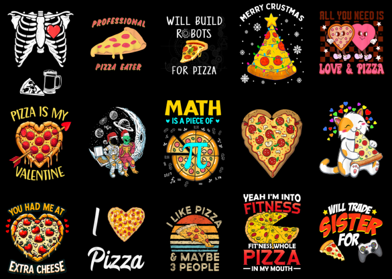 15 Pizza Shirt Designs Bundle P5, Pizza T-shirt, Pizza png file, Pizza digital file, Pizza gift, Pizza download, Pizza design