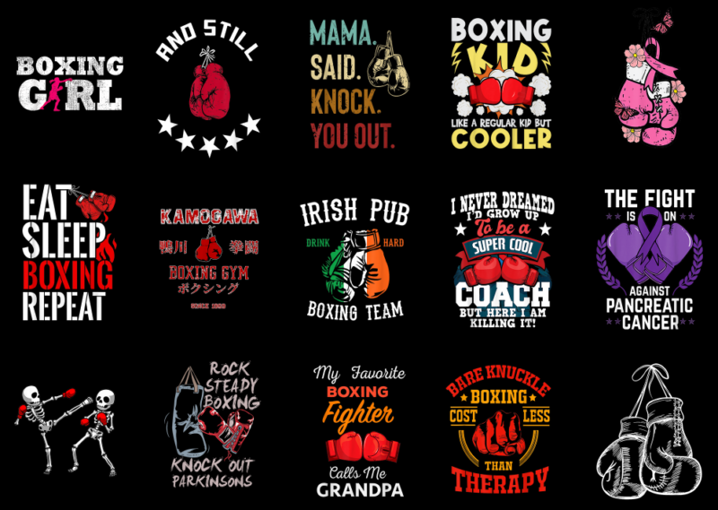 15 Boxing Shirt Designs Bundle P5, Boxing T-shirt, Boxing png file, Boxing digital file, Boxing gift, Boxing download, Boxing design