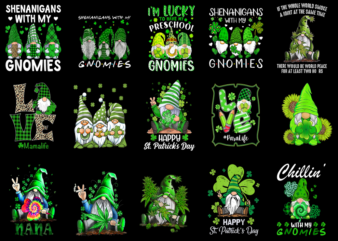 15 St. Patrick’s Day Gnome Shirt Designs Bundle P5, St. Patrick’s Day Gnome T-shirt, St. Patrick’s Day Gnome png file, St. Patrick’s Day Gno