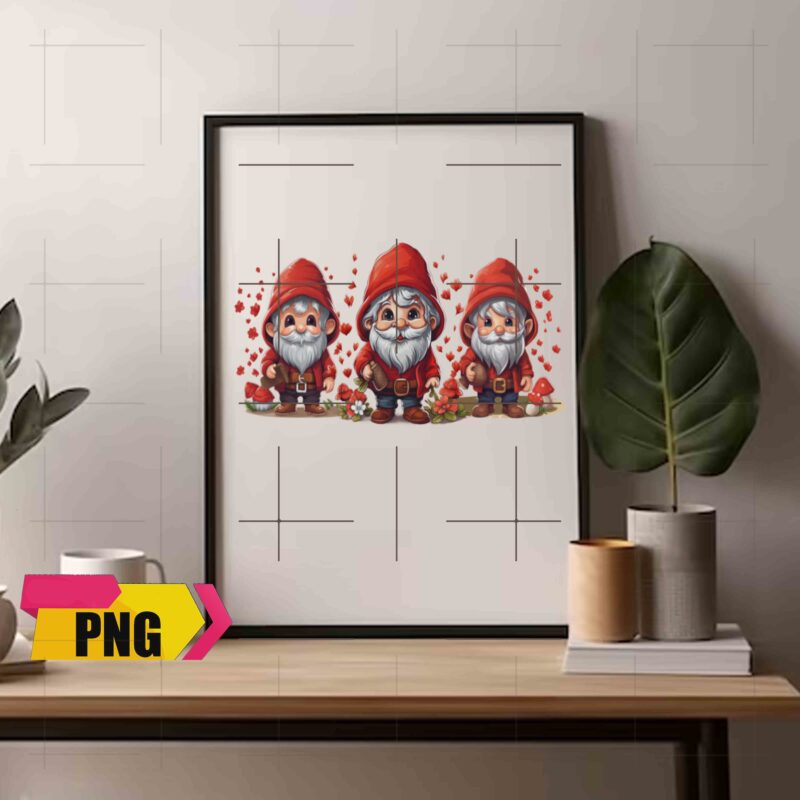 Valentine Gnomies Bundle Love With Heart Ballon Chibi Gnome 15 PNG 300 DPI AI