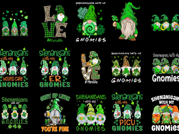 15 st. patrick’s day gnome shirt designs bundle p6, st. patrick’s day gnome t-shirt, st. patrick’s day gnome png file, st. patrick’s day gno