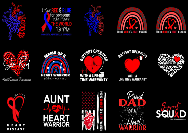 15 CHD Awareness Shirt Designs Bundle P7, CHD Awareness T-shirt, CHD Awareness png file, CHD Awareness digital file, CHD Awareness gift, CHD