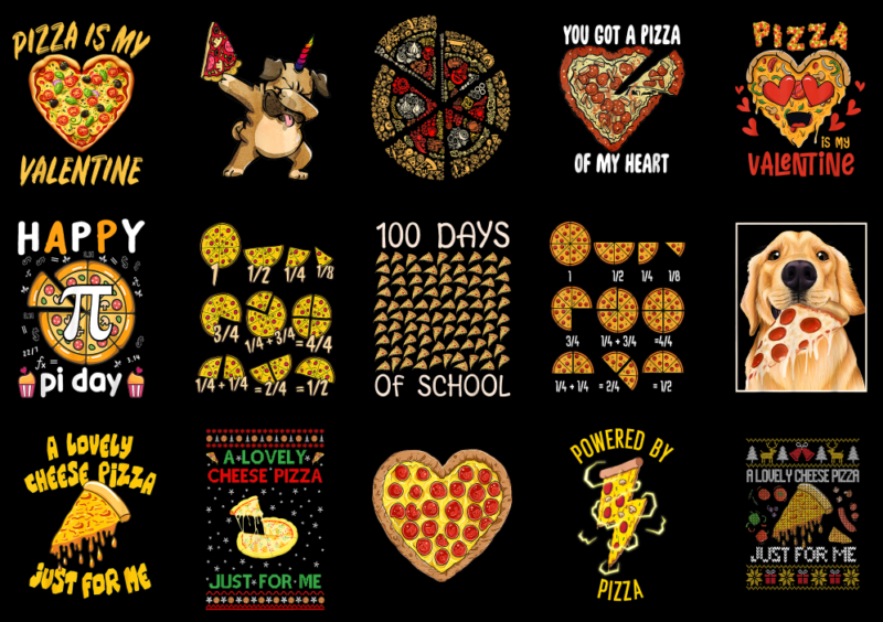 15 Pizza Shirt Designs Bundle P7, Pizza T-shirt, Pizza png file, Pizza digital file, Pizza gift, Pizza download, Pizza design