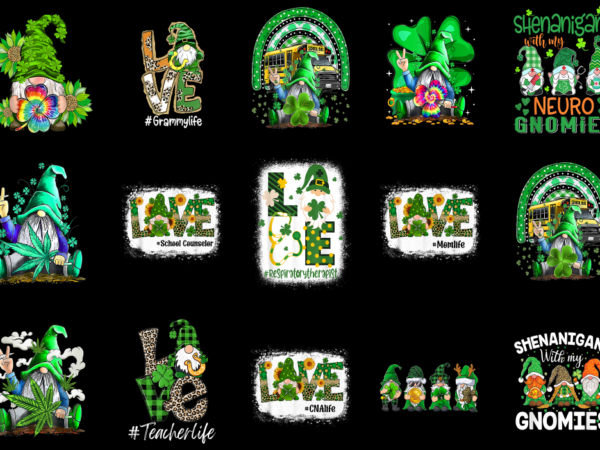 15 st. patrick’s day gnome shirt designs bundle p7, st. patrick’s day gnome t-shirt, st. patrick’s day gnome png file, st. patrick’s day gn