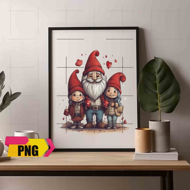 Valentine Gnomies Bundle Love With Heart Ballon Chibi Gnome 15 PNG 300 DPI AI