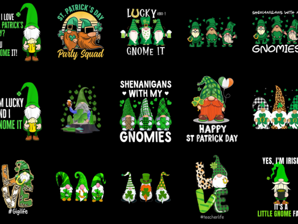 15 st. patrick’s day gnome shirt designs bundle p8, st. patrick’s day gnome t-shirt, st. patrick’s day gnome png file, st. patrick’s day gn