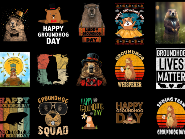15 happy groundhog day shirt designs bundle p1, happy groundhog day t-shirt, happy groundhog day png file, happy groundhog day digital file,