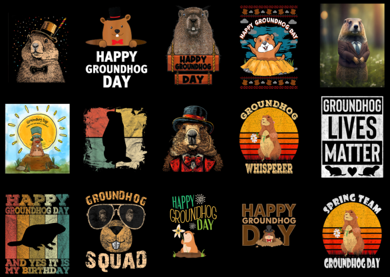 15 Happy Groundhog Day Shirt Designs Bundle P1, Happy Groundhog Day T-shirt, Happy Groundhog Day png file, Happy Groundhog Day digital file,