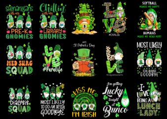 15 St. Patrick’s Day Gnome Shirt Designs Bundle P9, St. Patrick’s Day Gnome T-shirt, St. Patrick’s Day Gnome png file, St. Patrick’s Day Gn