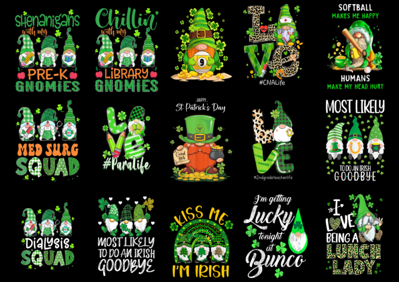 15 St. Patrick’s Day Gnome Shirt Designs Bundle P9, St. Patrick’s Day Gnome T-shirt, St. Patrick’s Day Gnome png file, St. Patrick’s Day Gn