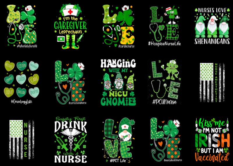 15 Nurse St. Patrick’s Day Shirt Designs Bundle P9, Nurse St. Patrick’s Day T-shirt, Nurse St. Patrick’s Day png file, Nurse St. Patrick’s D