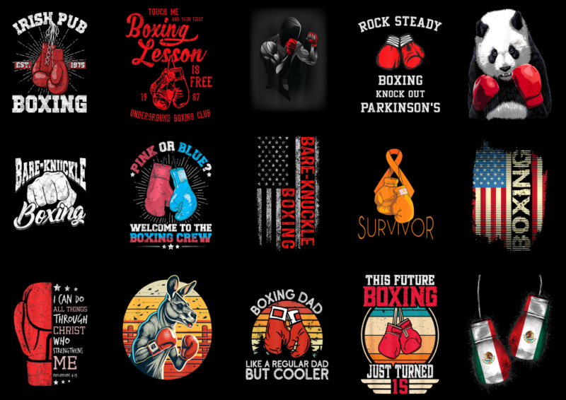 15 Boxing Shirt Designs Bundle P9, Boxing T-shirt, Boxing png file, Boxing digital file, Boxing gift, Boxing download, Boxing design