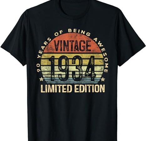 90 year old gifts vintage 1934 limited edition 90th birthday t-shirt