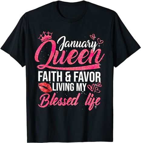 A Queen Was Born In January Shirt Birthday For Queen Girls T-Shirt