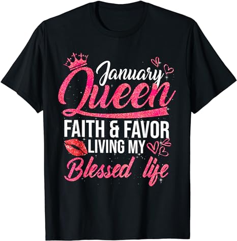 A Queen Was Born In January Shirt Birthday For Queen Girls T-Shirt