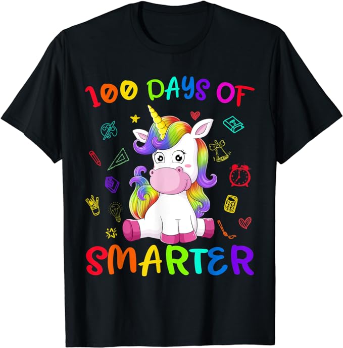 15 Unicorn 100 Days Of School Shirt Designs Bundle P16, Unicorn 100 Days Of School T-shirt, Unicorn 100 Days Of School png file, Unicorn 100