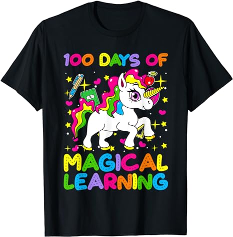 15 Unicorn 100 Days Of School Shirt Designs Bundle P7, Unicorn 100 Days Of School T-shirt, Unicorn 100 Days Of School png file, Unicorn 100