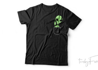 Alien Showing Middle Finger From Pocket For Black And White T-Shirt | Design For Sale