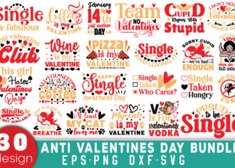 Anti Valentine’s Day T-shirt Bundle Anti Valentine’s Day SVG Bundle