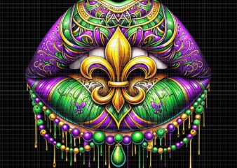 Mardi Gras Lips Queen Women Carnival Fleur De Lis Louisiana Png, Mardi Gras Lips Queen Png, Lips Queen Png