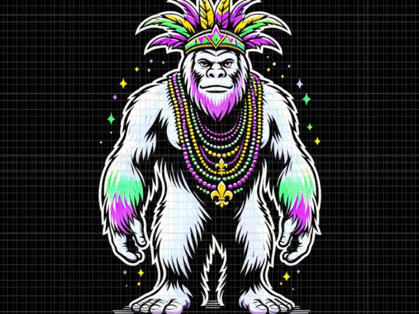 Mardi gras bigfoot sasquatch png, mardi gras bigfoot png, funny bigfoot t shirt designs for sale