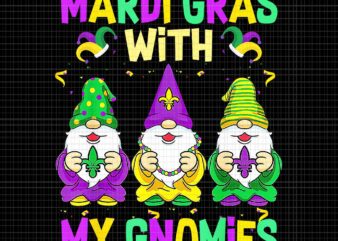 Mardi Gras With My Gnomies 2024 Png, Mardi Gras Beads Gnomes Png, Mardi Gras Gnome Png