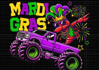 Crush Mardi Gras Dabbing Crawfish Monster Truck Png, Monster Truck Mardi Gras Png t shirt vector file