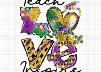 Teacher Mardi Gras Inspire Png, Teach Love Inspire Carnival Beads Leopard, Teacher Mardi Gras Png t shirt designs for sale