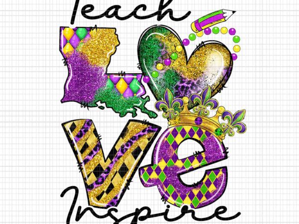 Teacher mardi gras inspire png, teach love inspire carnival beads leopard, teacher mardi gras png t shirt designs for sale