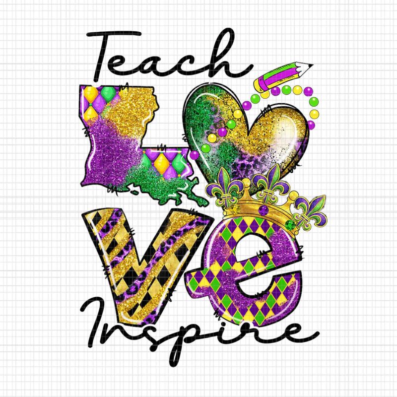 Teacher Mardi Gras Inspire Png, Teach Love Inspire Carnival Beads Leopard, Teacher Mardi Gras Png
