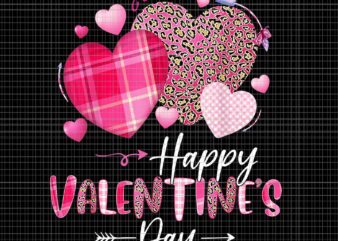 Happy Valentines Day Leopard And Plaid Hearts Png, Happy Valentine’s Day Png, Heart Valentine Png