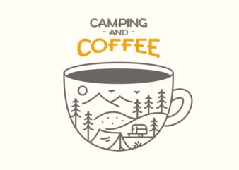 Camping and Coffee t shirt vector file