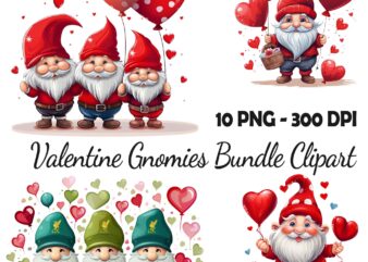 Valentine 2024 gnomies bundle love with heart ballon chibi gnome 10 png 300 dpi ai