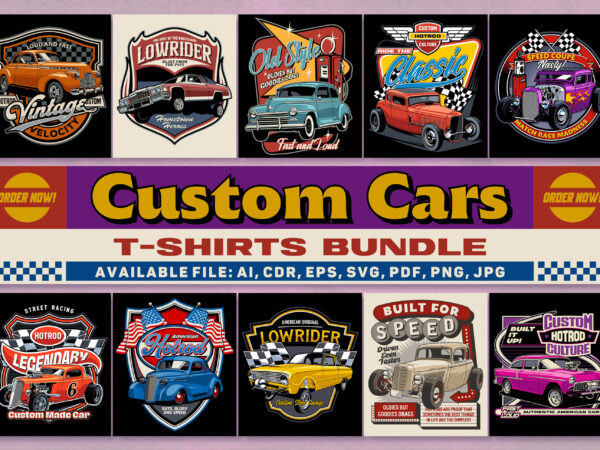 Best custom cars t-shirts bundle