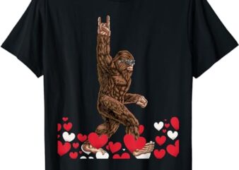 Bigfoot Valentines Day Shirt – Funny Hearts Sasquatch Love T-Shirt