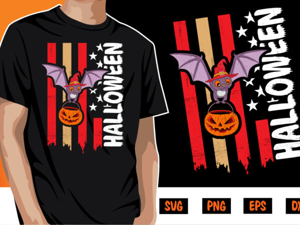 Happy halloween, american flag t-shirt design print template