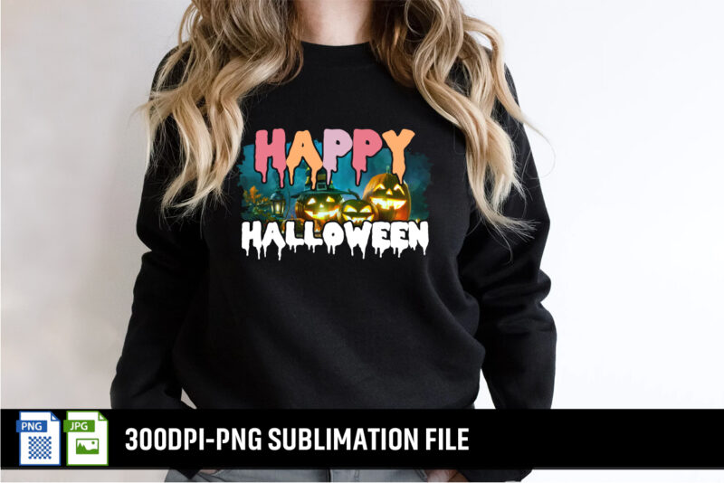 Happy Halloween Sublimation T-shirt Design Print Template