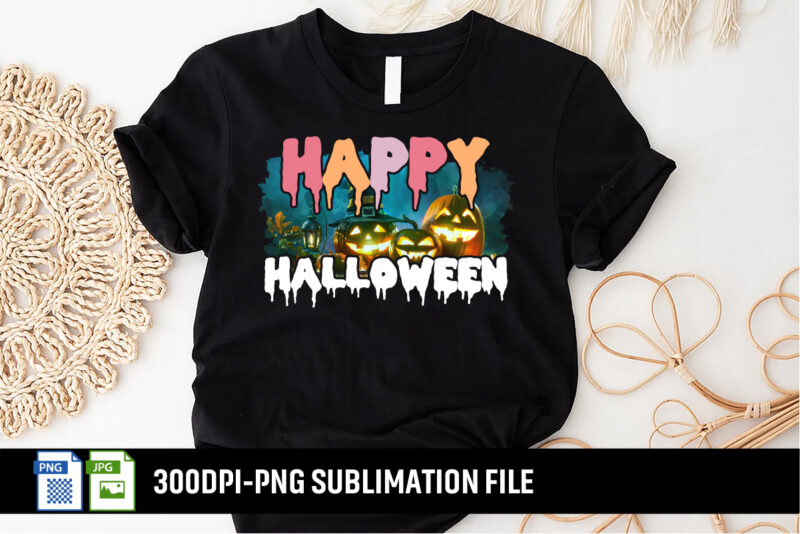 Happy Halloween Sublimation T-shirt Design Print Template