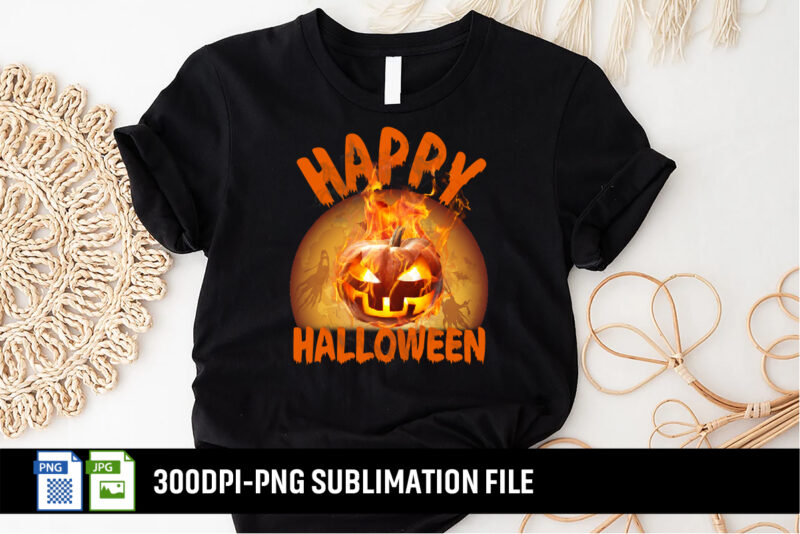 Happy Halloween Sublimation T-shirt Design Print Template