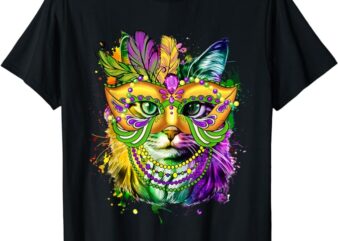 Cat Mardi Gras TShirt For Women Girls Cat Lover New Orleans T-Shirt