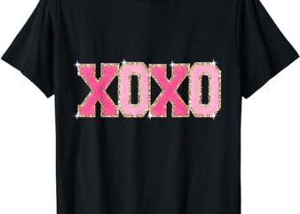 Chenille Patch Sparkling XOXO Valentine Day Heart Love Gift T-Shirt