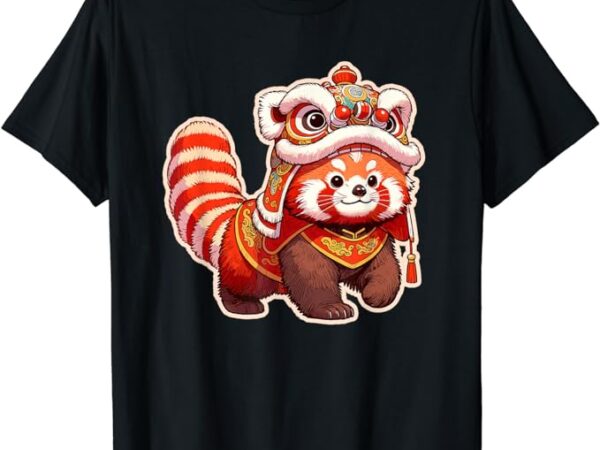 Chinese new year red panda lion dance lunar new year 2024 t-shirt