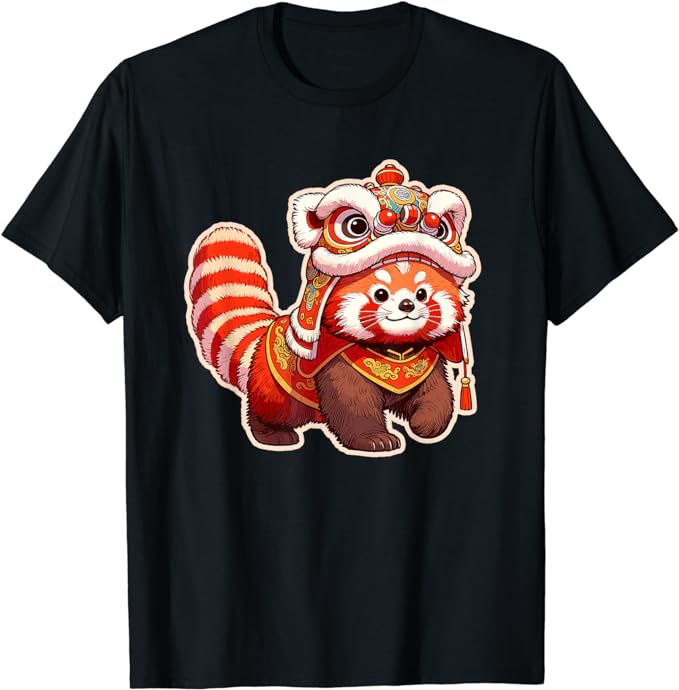 Chinese New Year Red Panda Lion Dance Lunar New Year 2024 T-Shirt