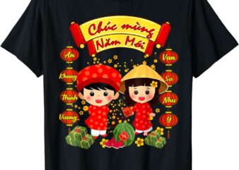 Chuc Mung Nam Moi Boy Girl Ao Dai Vietnamese Tet Li Xi Me T-Shirt