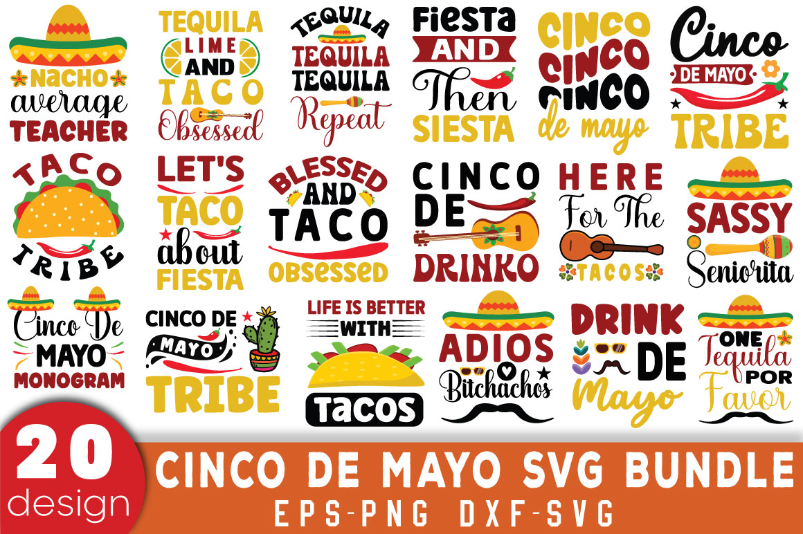 Cinco de Mayo T-shirt Bundle Cinco de Mayo SVG Bundle - Buy t-shirt designs