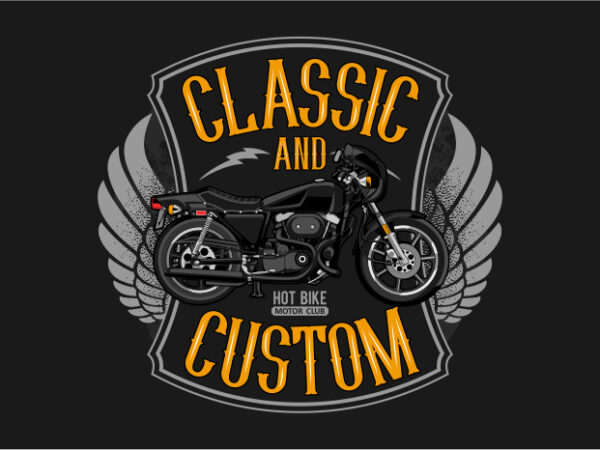 Classic and custom motorcycle t shirt vector file