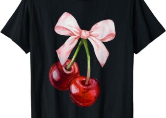 Coquette Cherry and Bows Kawaii Cherry Aesthetic Trendy T-Shirt