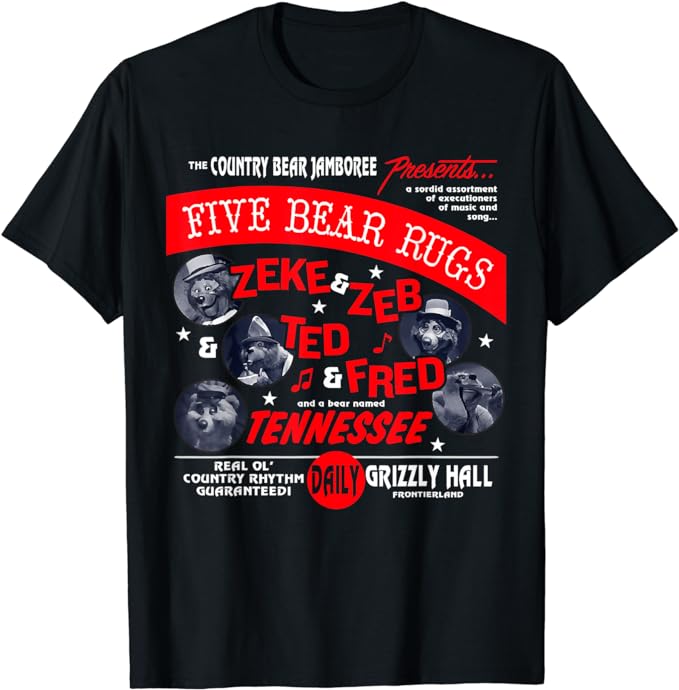 Country Bear Jamboree Real Old Country Rhythm Five Bear Rugs T-Shirt